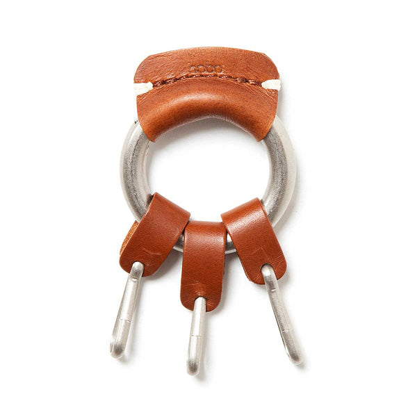 ROUND CARABINER KEY RING OILED COW LEATHER