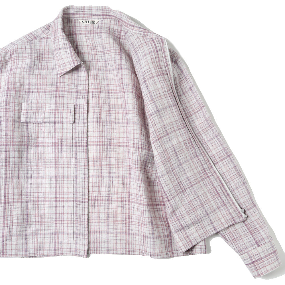 AURALEE） LINEN SILK CHECK ZIP BLOUSON (A23SB01NC) | AURALEE