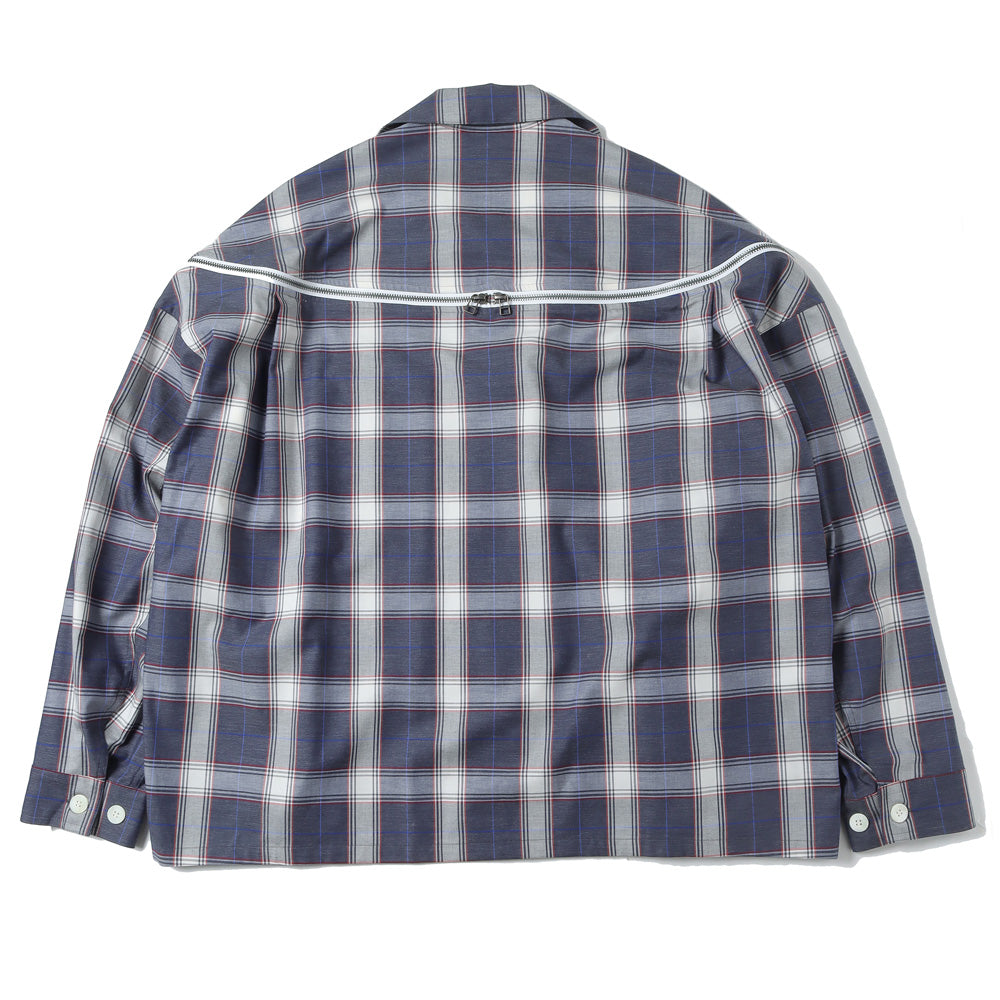 FACETASM ファセッタズム 23SS 日本製 ZIPPED CHECK SHIRT ジップチェックシャツ ABH-SH-M02 5 BLUE/WHITE 長袖 トップス【FACETASM】