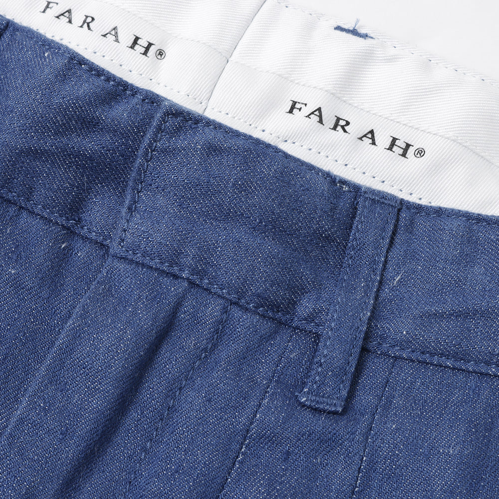 FARAH (ファーラー) Two-tuck Wide Tapered Pants(リネンデニム