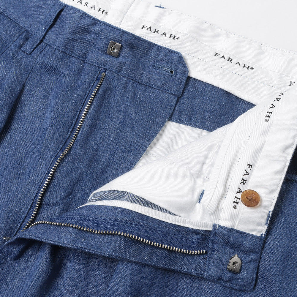 FARAH (ファーラー) Two-tuck Wide Tapered Pants(リネンデニム