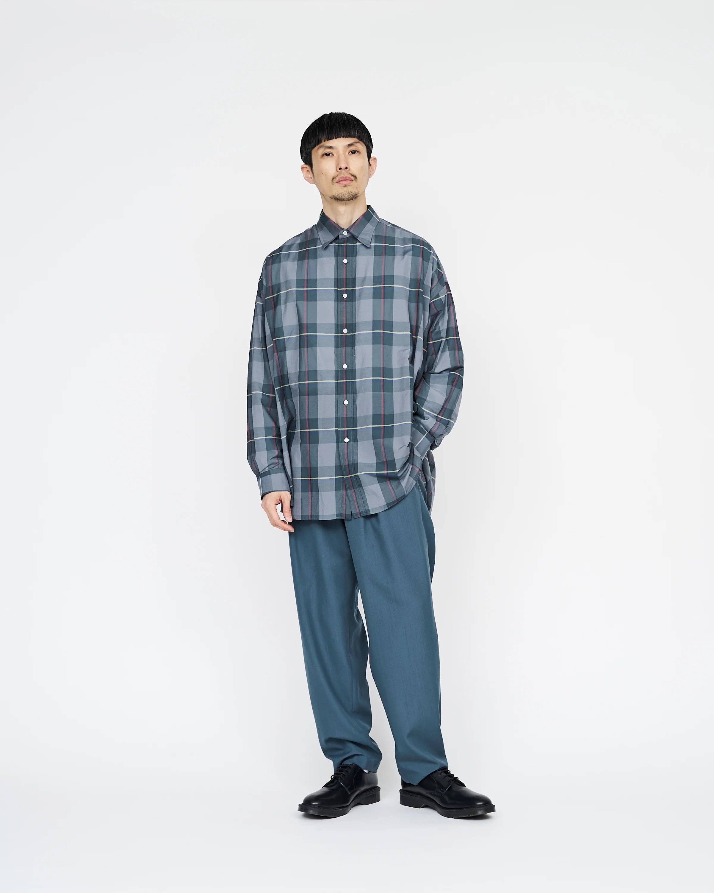 Graphpaper） Sheer Check Oversized Regular Collar Shirt (GM231