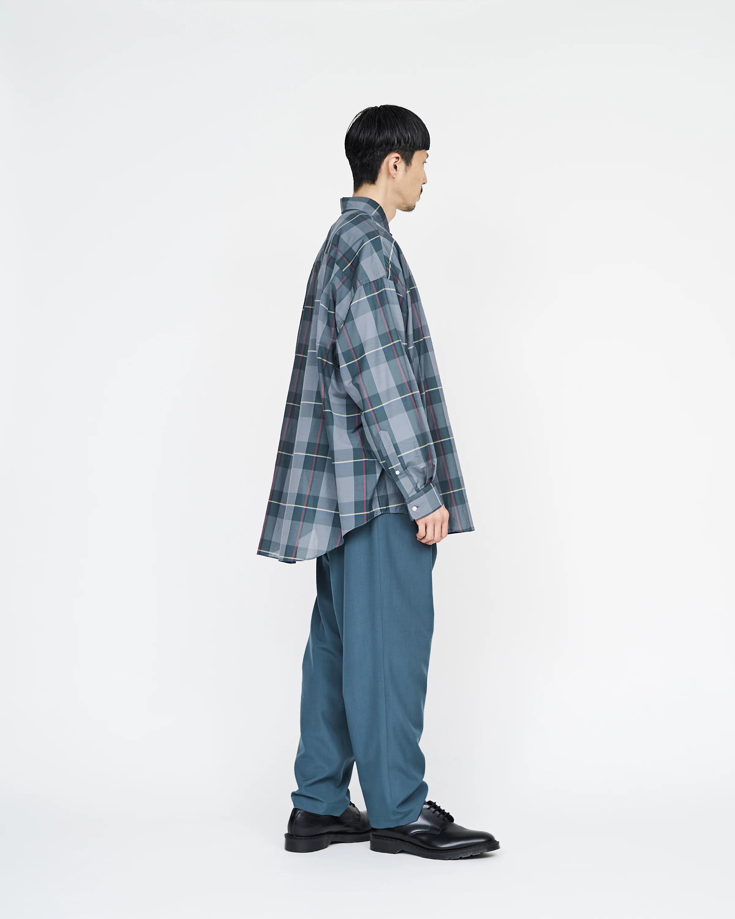 Graphpaper） Sheer Check Oversized Regular Collar Shirt (GM231