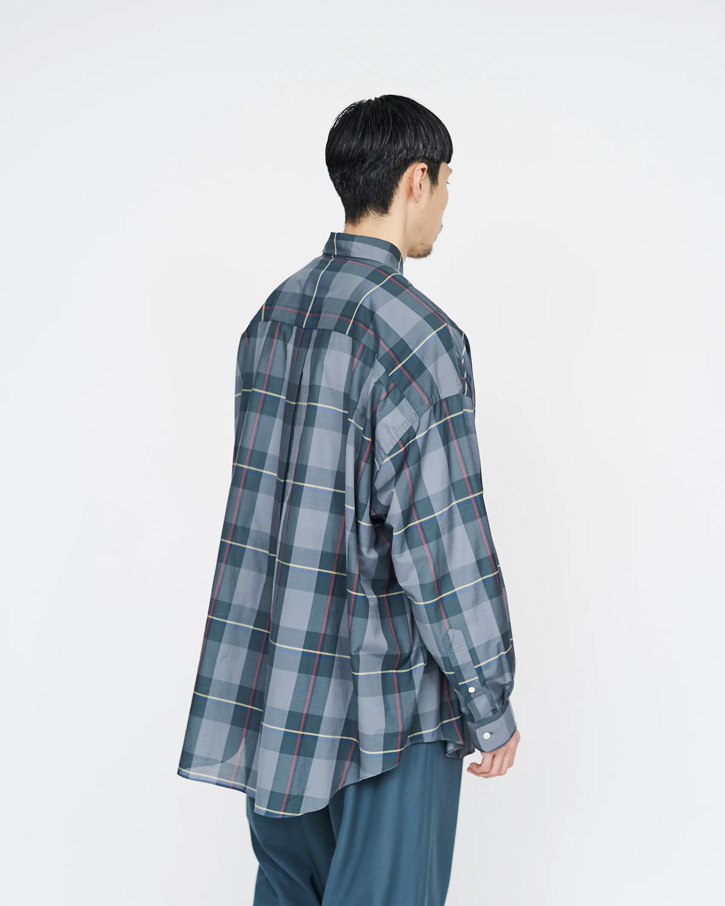 Graphpaper） Sheer Check Oversized Regular Collar Shirt (GM231